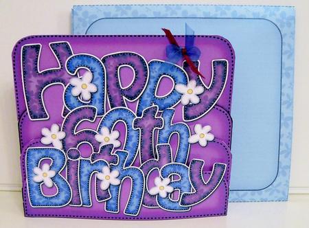 3D 60th Birthday Flowers Pop Out Word Card by Pam Stubley