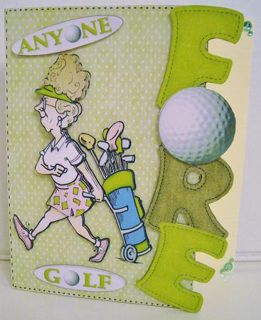 Golfing Lady Over the Edge by Pam Stubley