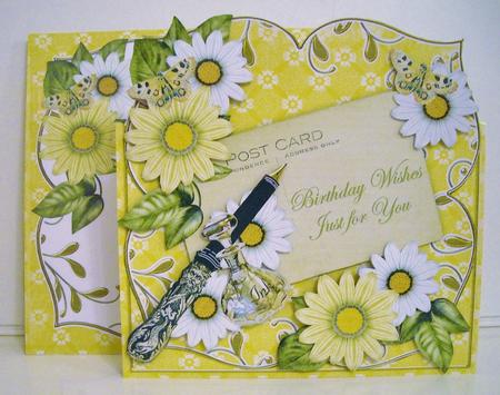 Lemon Daisy Birthday Wishes Fancy Sq Deco Card & E Kit by Pam Stubley