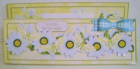White Daisy Butterfly Large Dl Decoupage Card & Env Kit by Pam Stubley