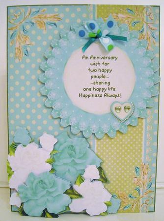 Floral Anniversary Card Mini Kit - Teal Rose by Pam Stubley