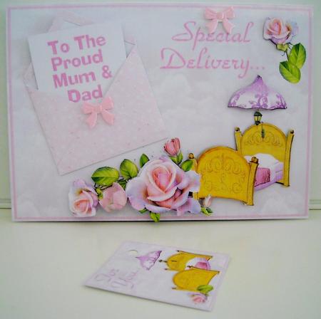 An Envelope on Top! Card Front Mini-kit - Baby Girl by Pam Stubley
