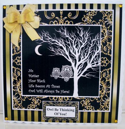 Owl Friends - 8 X8 Black Gold for Men & Women by Pam Stubley