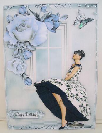 1950's Style Blue Window Beauty Topper by Pam Stubley