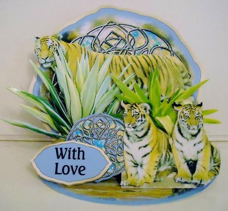 Giant Easel Tableau 3D Card Kit - Tigers by Pam Stubley
