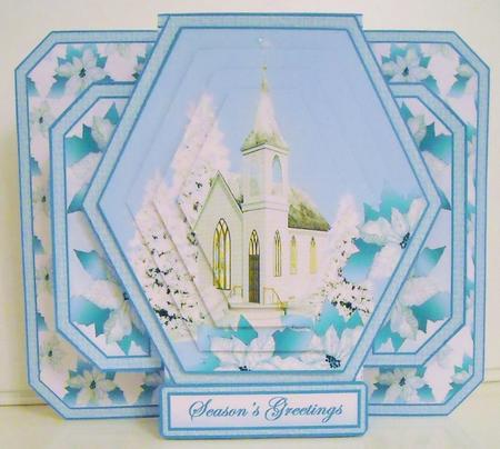 3D Double Pop-out - White Church & Poinsettias by Pam Stubley