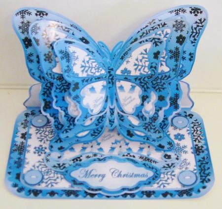 Layered Butterfly Easel - Blue & Black Snowflakes by Pam Stubley