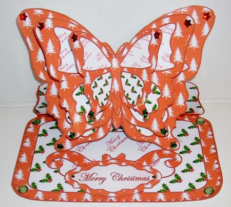 Layered Butterfly Easel - Christmas Trees and Holly by Pam Stubley