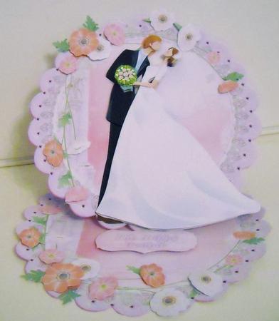Kiss the Bride Scalloped Round Easel Card Mini Kit by Pam Stubley