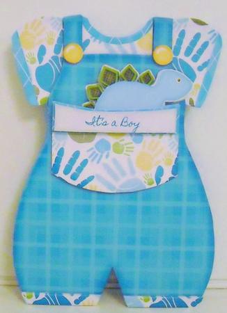 Baby Romper Shaped Card Dino by Pam Stubley