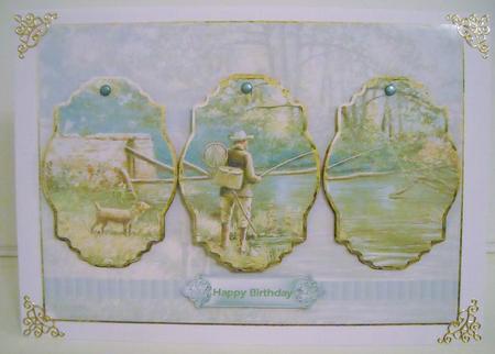 Quiet Fishing Panel Card with Toppers by Pam Stubley