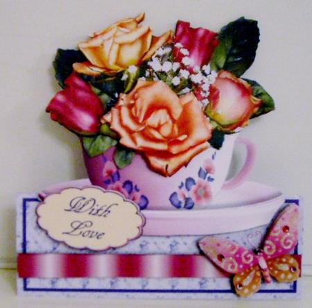 Teacups & Flowers Stand Alone Easel Kit - Summer Rose by Pam Stubley