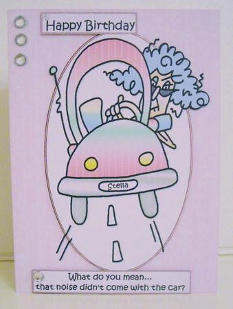 Stella in Her Car with Choice of Captions Quick Card by Pam Stubley