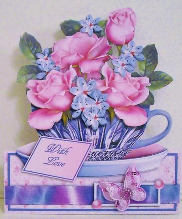 Teacups & Flowers Stand Alone Easel Kit - Candy Rose by Pam Stubley