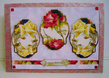 Vintage Rose Panel Card with Toppers by Pam Stubley
