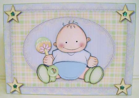 Super Star Baby Boy Card Front and Decoupage by Pam Stubley