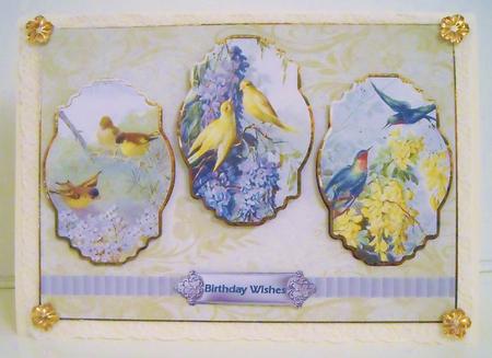 Spring Time Birds Panel Card with Toppers by Pam Stubley