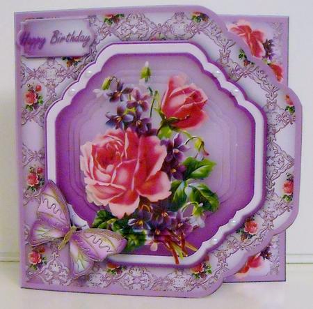Roses and Violets Cut Corners Card Mini Kit by Pam Stubley