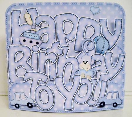 3D Birthday Cars Pop Out Word Card by Pam Stubley