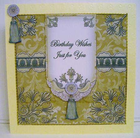 Olive Birthday Wishes 7in Ornate Lace Tag Topper by Pam Stubley