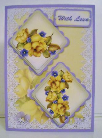 Yellow Roses Double Diamond Card Mini Kit by Pam Stubley