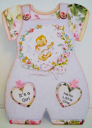 Baby Romper Shaped Card Vintage Baby by Pam Stubley