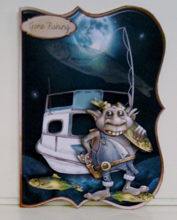 Night Fishing Male Card by Pam Stubley