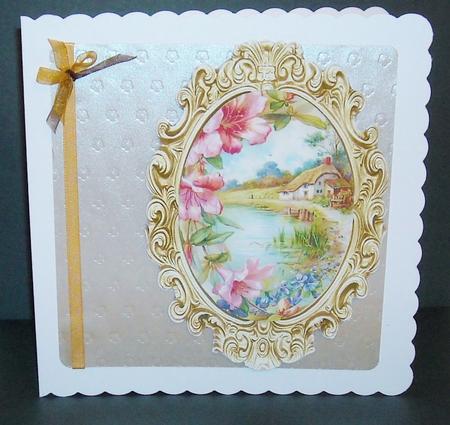 Pretty Country Cottage with Flowers Oval Pyramids by Pam Stubley