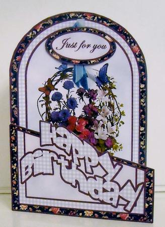 Flower Basket (blue Gingham) by Pam Stubley