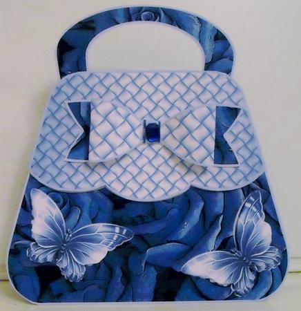 Gorgeous Blue Rose and Flutters Handbag Card Kit by Pam Stubley