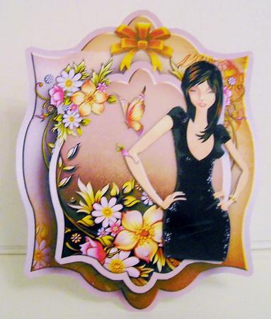 Fashion Lady with Flowers in Tag Card Form by Pam Stubley