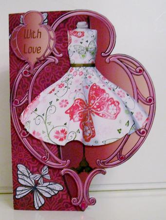 Butterfly Summer -art Deco Framed Dress Shaped Card Mini Kit by Pam Stubley