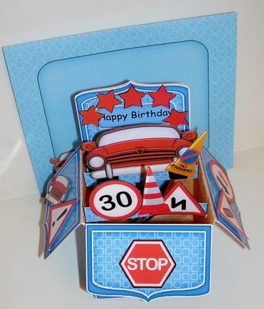 3D Sports Car Rubber Band Pop Up Box Card by Pam Stubley