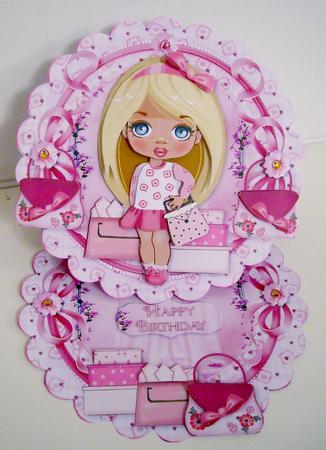 Fashion Girl Scalloped Round Easel Card by Pam Stubley
