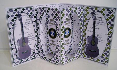 Monochrome Music - Double Aperture Pop Out Card by Pam Stubley