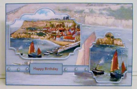 Whitby Scene Panel Card with Toppers by Pam Stubley
