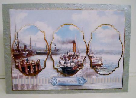 Irish Ferry Card with Panels and Sentiment Tags by Pam Stubley