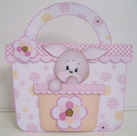 Bunny Handbag Card Pink by Pam Stubley