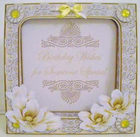 Cream Magnolia Birthday Wishes 7in Tent Card Mini Kit by Pam Stubley