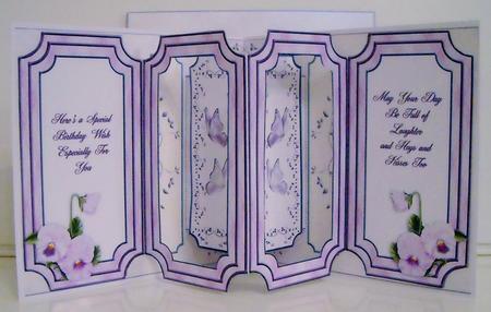 Double Aperture Pop Out - Lilac Pansies by Pam Stubley