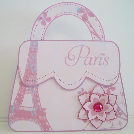 Shabby Chic Pink Parisienne Handbag Card by Pam Stubley