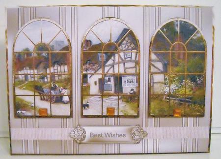 Village Pub Window View Card with Toppers by Pam Stubley