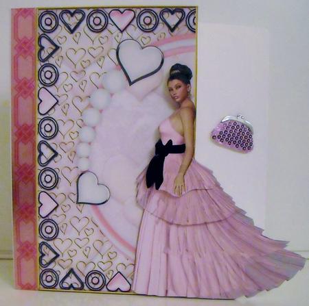 Special Occasion Pink Gown Shaped Card by Pam Stubley