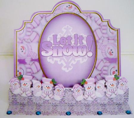 Christmas Lilac Snowmen 3D Easel Card Mini Kit by Pam Stubley
