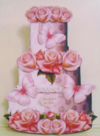 Gorgeous Pink Rose Cake Shaped Card Kit by Pam Stubley