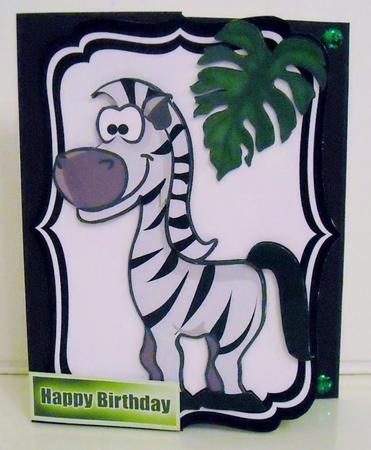 Toony Zebra with Jungle Leaf by Pam Stubley