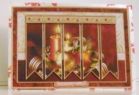 Christmas Baubles & Candles Ribbon Strips Quick Card by Pam Stubley