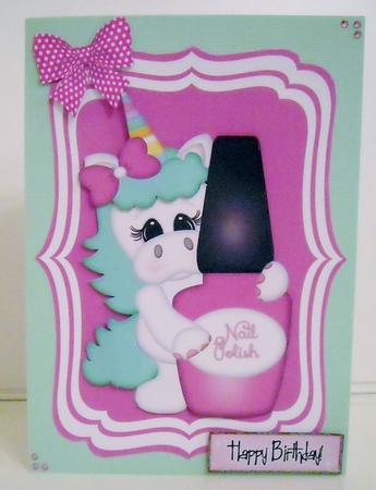 Unicorn with Nail Varnish & Party Hat by Pam Stubley