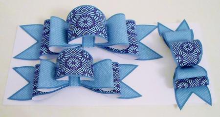 4 Triple Bows Mini Kit - Blue and Purple Floral by Pam Stubley