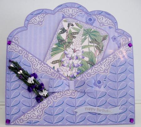 Blue Lupin Lace Cross Faux Pocket Cf Mini Kit by Pam Stubley